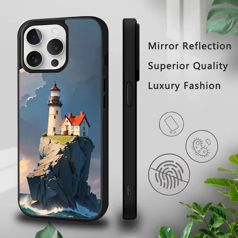 Casing Ponsel Anime Lighthouse Untuk IPhone 17,16,15,Pro,Max,Air,14,Plus,13,12,11 Penutup Pengisian Daya Nirkabel Magesafe