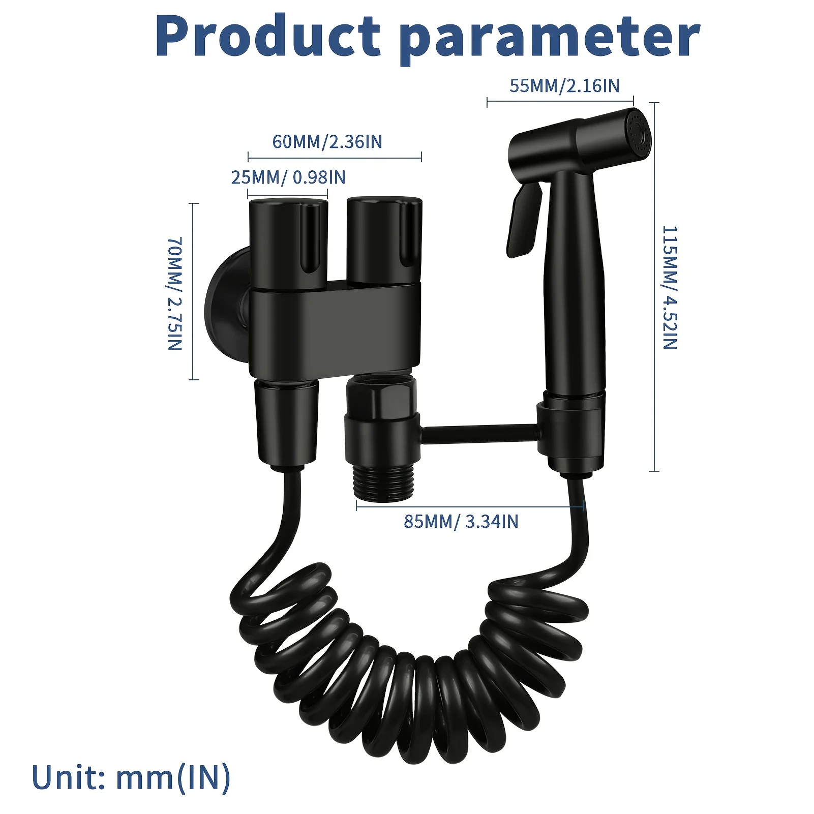 6-teiliges Hand-Toilettenset zur Wandmontage – Doppelsteuerventil, ausziehbarer Schlauch, drehbare Halterung, Badezimmer-Toilettenbegleiter