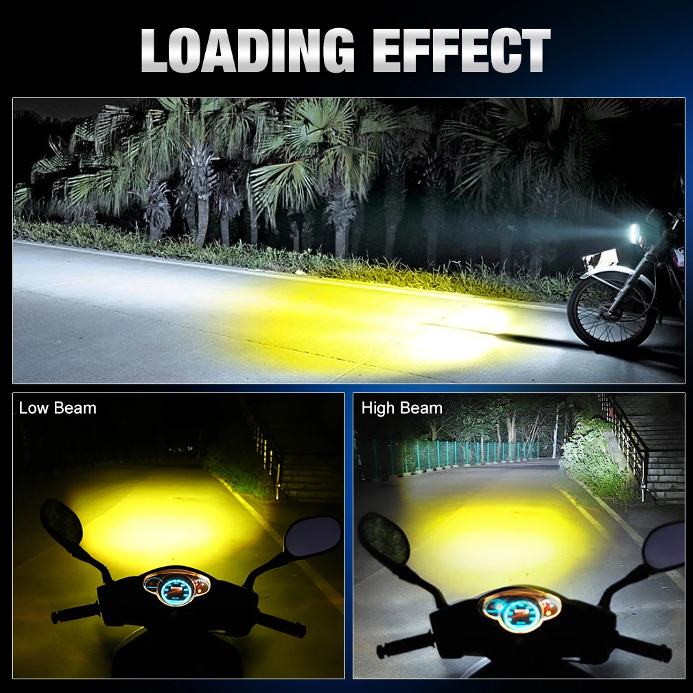 25000LM H4 LED Moto H6 BA20D LED Motorcycle Headlight Bulbs CSP Double Lens White Yellow Hi Lo Lamp Scooter Accessories 12V