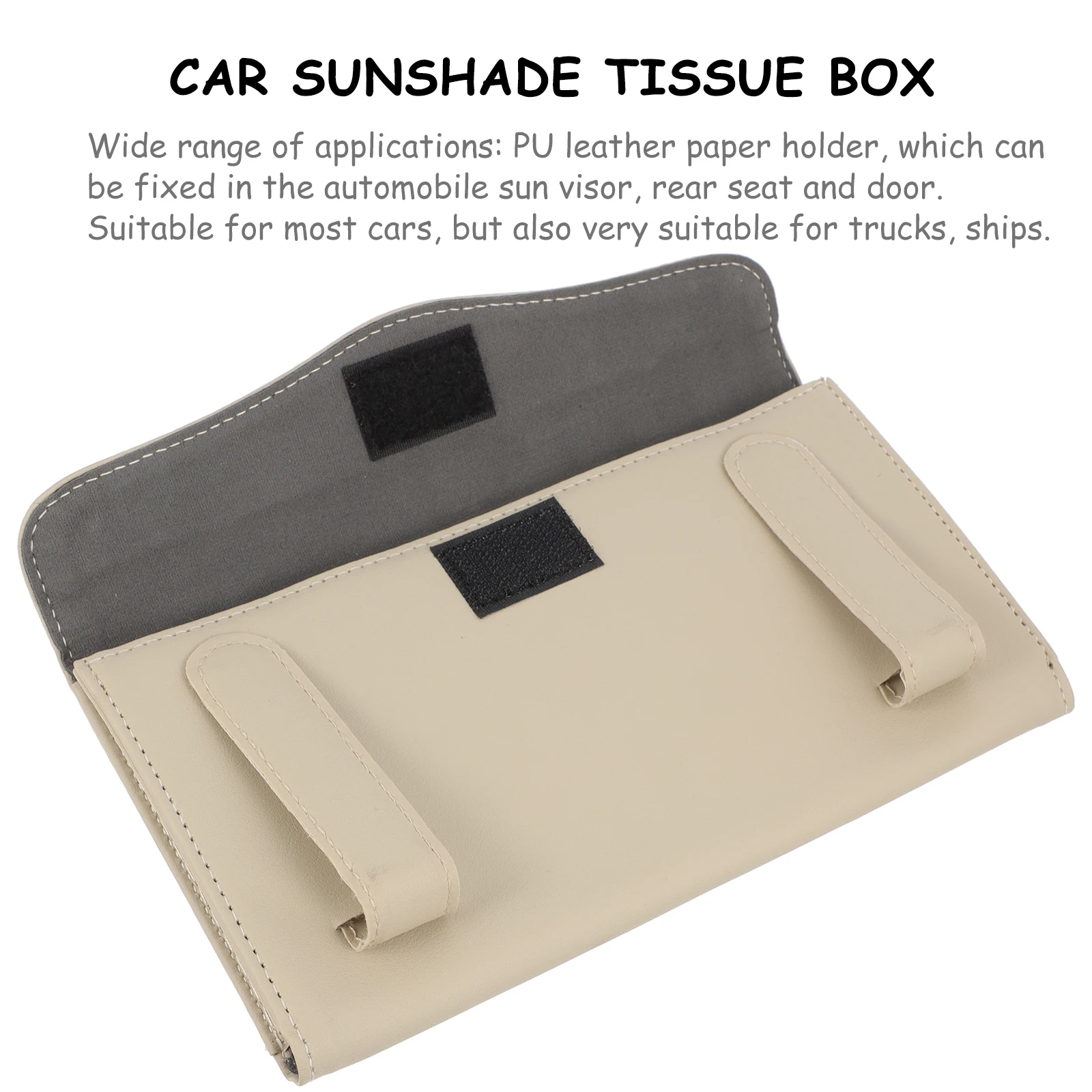 

Car Tissue Box PU Beige Holder for Visor Simple Design Durable Use Rhinestone Charm Fashionable Car Accessory