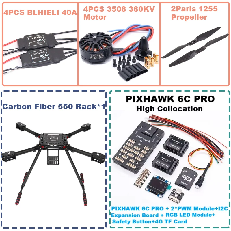 BCUBE 550 Hexa Frame 6C PRO M8N M9N M10 Control Carbon Ardupilot Radio Telemetry Quadcopter 40A ESC 3508 380KV Motor