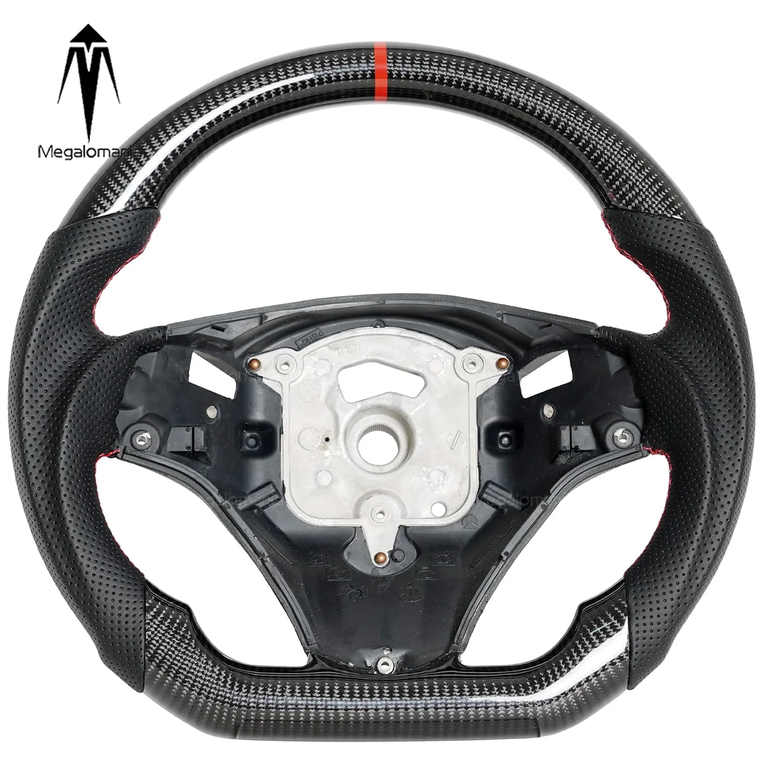 Real Carbon Fiber Steering Wheel for BMW M3 E-Series DCT Edition 2005-2012 D-shaped Flat-bottom Perforated Leather Grip for E90