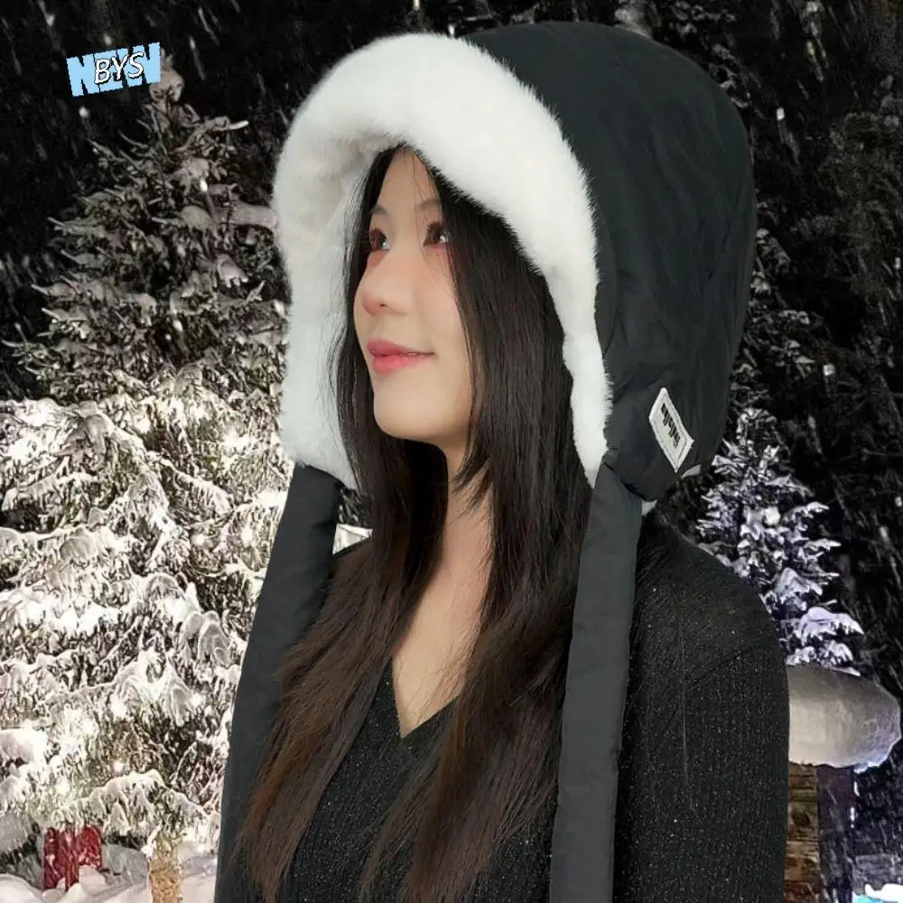 

Fashion Korean Style Ear Protection Hat Soft Thickened Winter Warm Hat Keep Warm Strap Design Plush Earmuffs Cap Girls