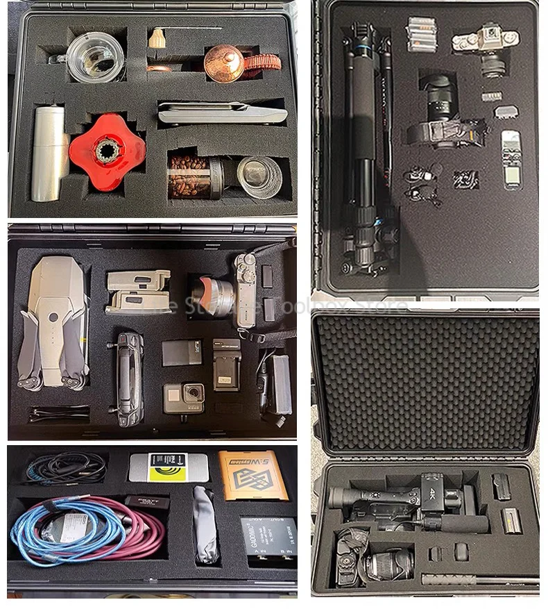 Plastic Sealed Tool Box Hard Waterproof Case Large Portable Toolbox With Foam Storage Box Impact Resistant Tool Chest