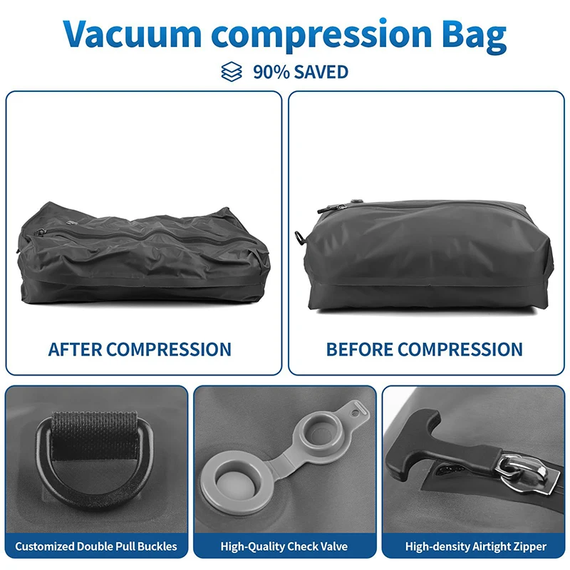 16L/33L UltraLight Packing Cubes Waterproof Vacuum Compression Travel Bag With Pump Space Saving Travel Storage Bags for Clothes