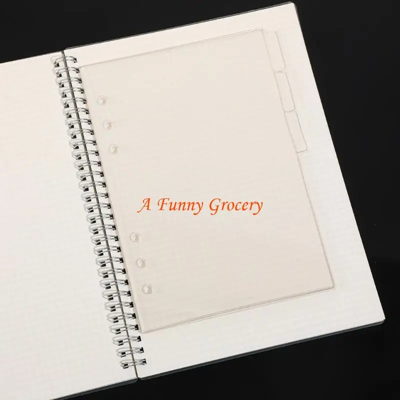 652E 6Pcs Clear Binder Dividers with Label Space 6 Hole Punched Binder Divider