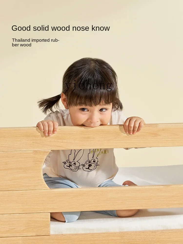 سرير أطفال مرقع من AH بالإضافة إلى سرير صغير بجانب السرير، سرير أطفال مسطح من الخشب الصلب #4