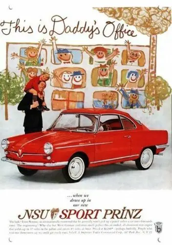 1960 BERTONE NSU SPORT PRINZ Réplica decorativa de coche rojo Letrero de METAL