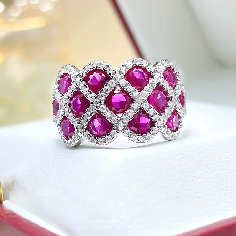 925 Sterling Silver Full Diamond Colorful Treasure Ring Personalized Fashion Index Finger Ring Trendy Diamonds