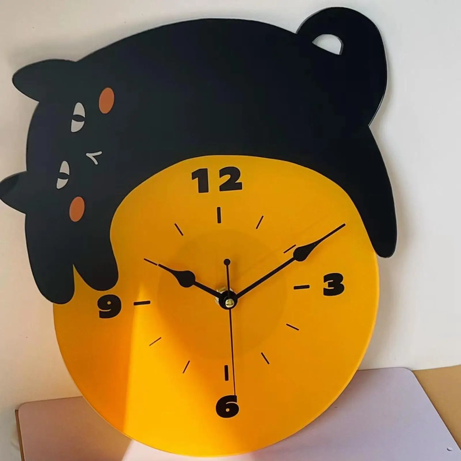 Cute Cat Wall Clock Non Ticking Silent Hanging Clock Arabic Numbers Clock for Office Home School Classroom Decoration