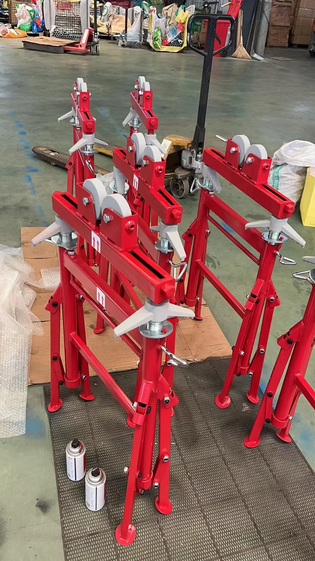 2025Vier Bein höhenverstellbare Doppelrollen-Rohrständer H403 E-Work Heavy Duty