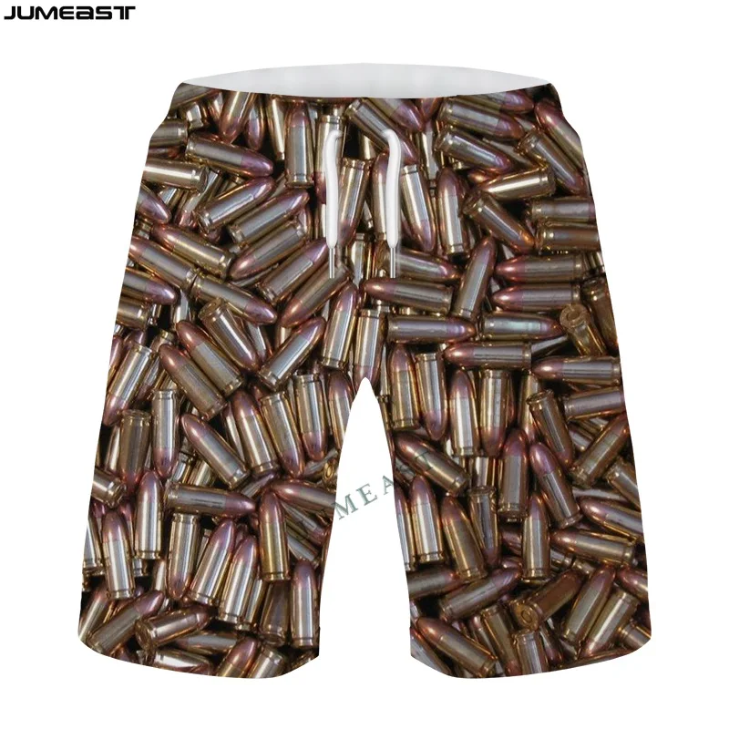 Jumeast Y2k Men Women 3D Printed Bullet Cigarette Noodles Board Shorts Trunks Quick Dry Beach Casual Sweatpants Short Pants