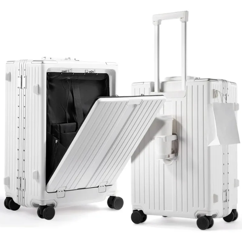 20 Inch Carry On Luggage TSA Approved, Aluminum Frame Zipperless Luggage Carry On with Compartment for Short Trips