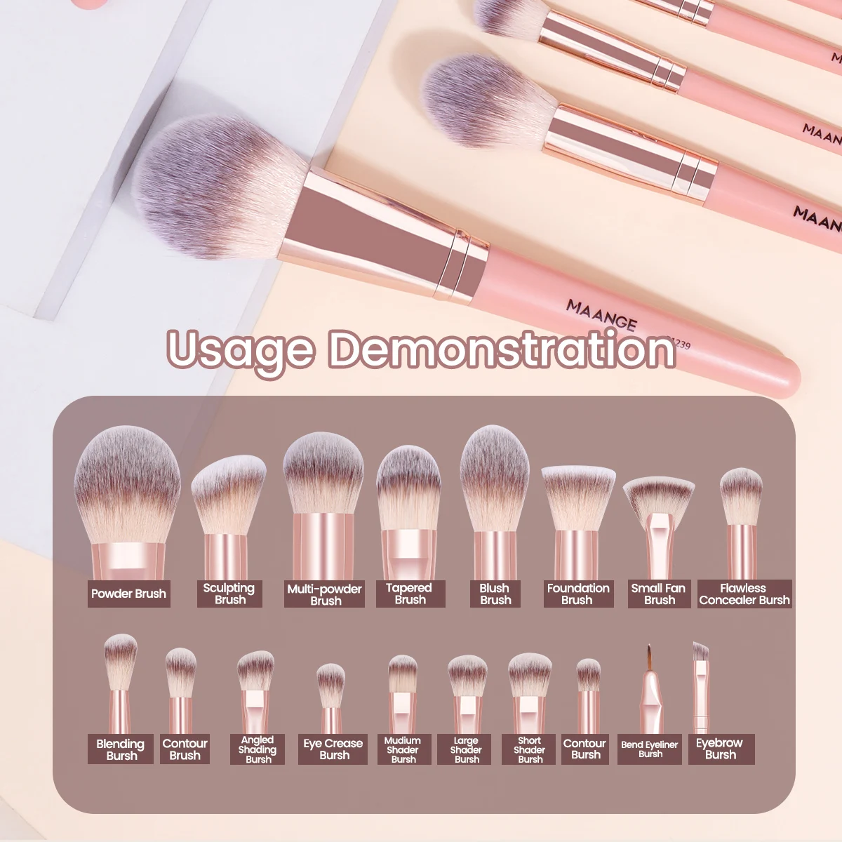 MAANGE Professional 18PCS Makeup Brushes Set Foundation Eyelash Eyebrow Eyeshadow Brush Cosmetic Makeup Brush Tool Gift Ideal