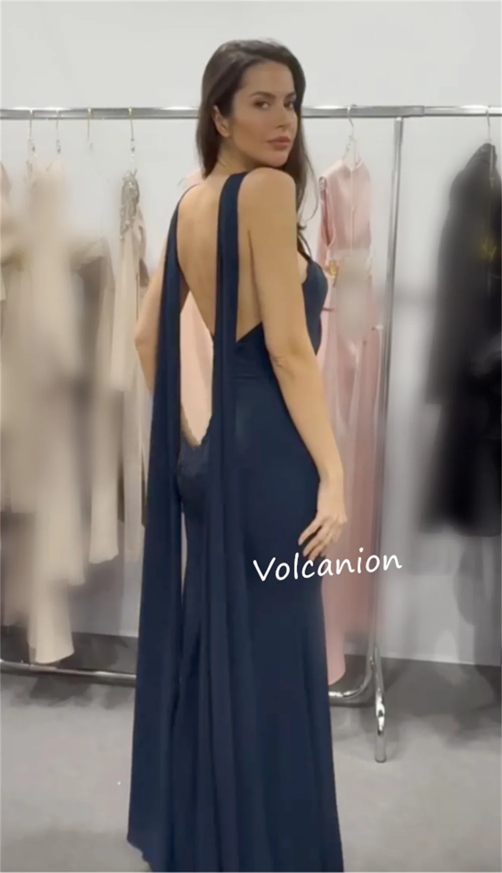 Customized Jersey Pleat Beading Trumpet Halter Long Dresses Bespoke Occasion Party Elegant Classic Matching