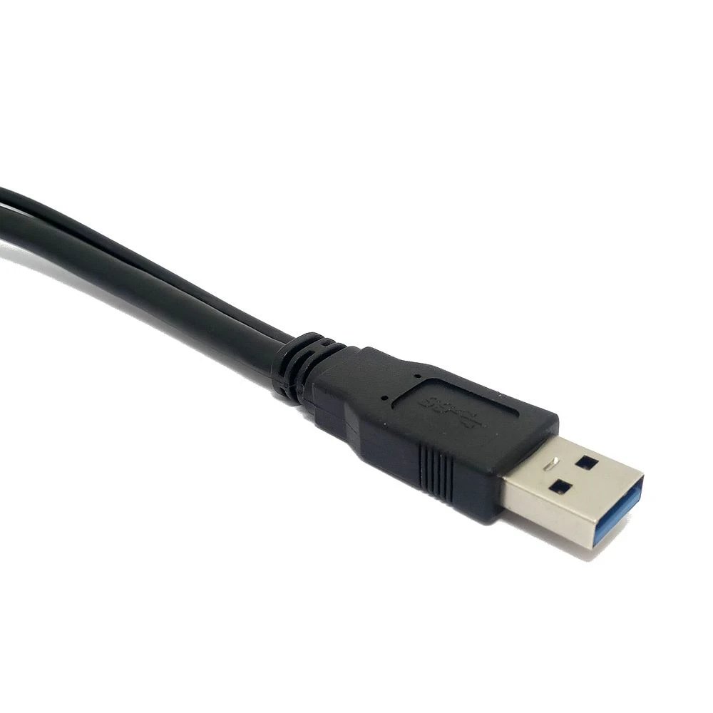 Kabel adaptor satu dalam dua USB3.0 dua dalam satu tiga kepala untuk penggunaan kendaraan, satu pria dan dua wanita kabel ekstensi data pengisian daya