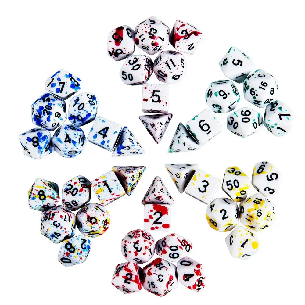 7Pcs/Set Polyhedral 7-Die Dice Set Game Dice For TRPG DND Accessories D4 D6 D8 D10 D12 D20 Dice For Board Card Game Math Games