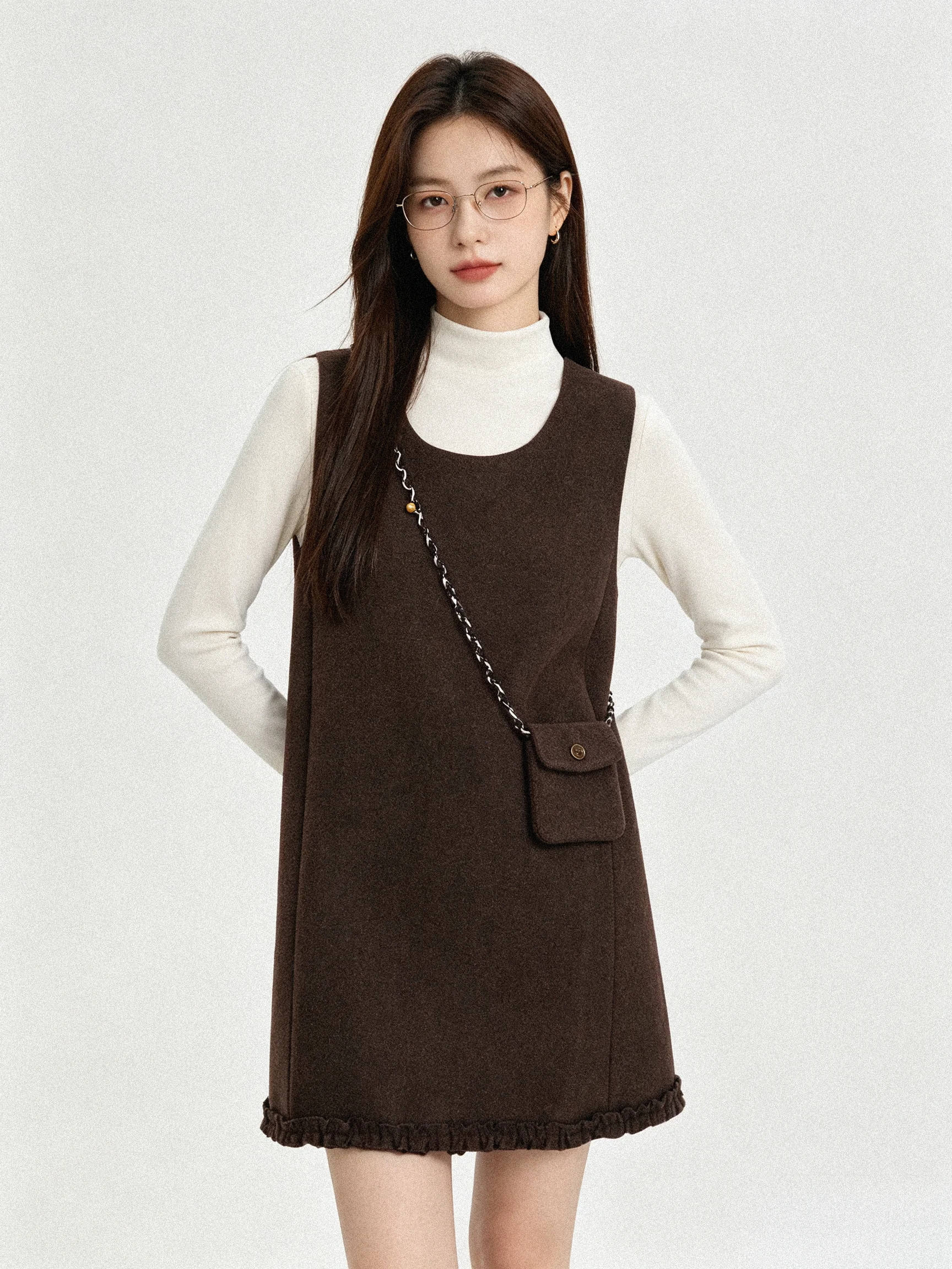 Sweet Knitted Sweater Set Korean Style T-Shirt Inner Vest Woolen Dress Autumn Winter Fashion Ensemble Women's Casual Wear