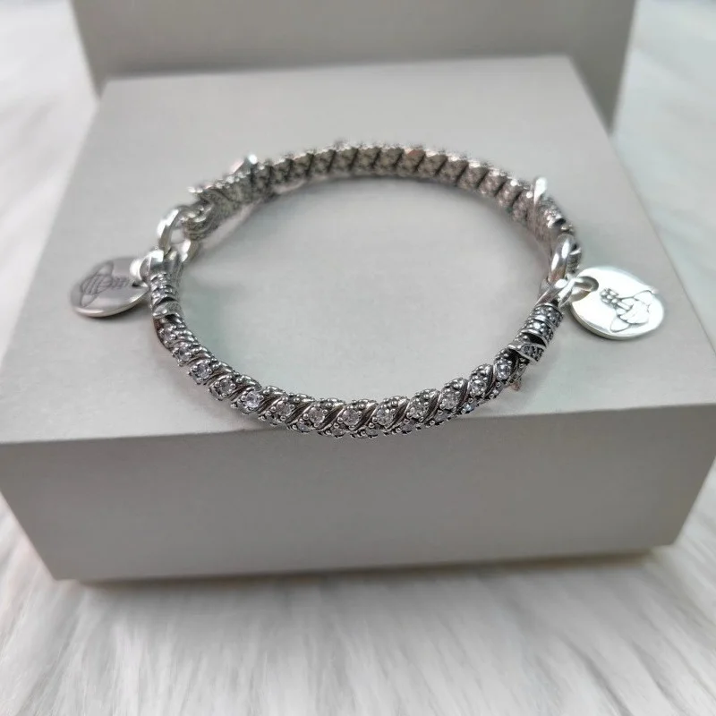 

S925 Sterling Silver Punk Glamour Couple Little Saturn Full Diamond Luxury Bracelet