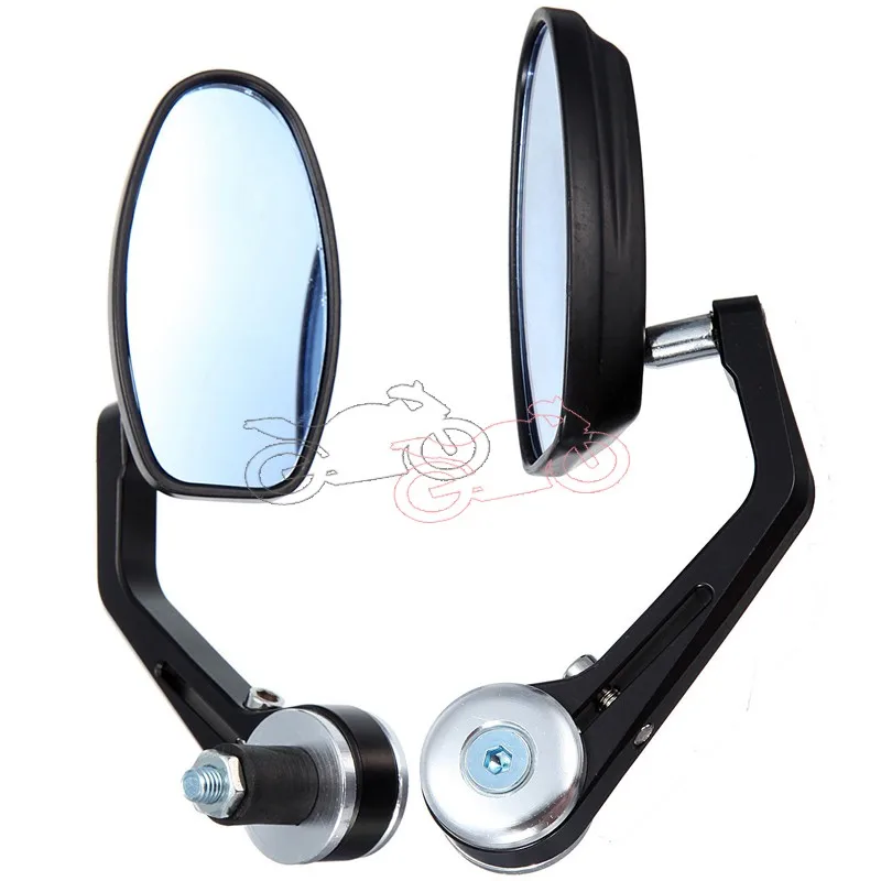 Silver 360 Angel Adjustable Universal Fit Anti-Glare Aluminium Alloy Bar End Rear View Mirrors 7/8