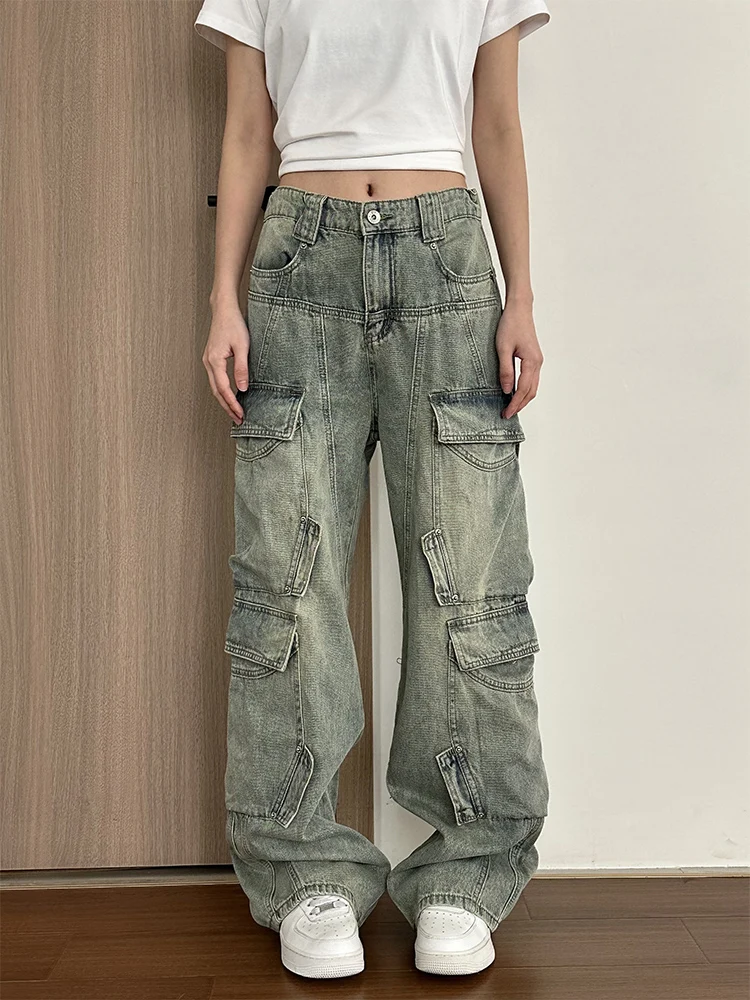 Masdren الأمريكية الرجعية عمال الدنيم السراويل الرجال فضفاضة تناسب متعدد كيت كلينفيت السراويل الطويلة عارضة الشباب Faion الجينز #2