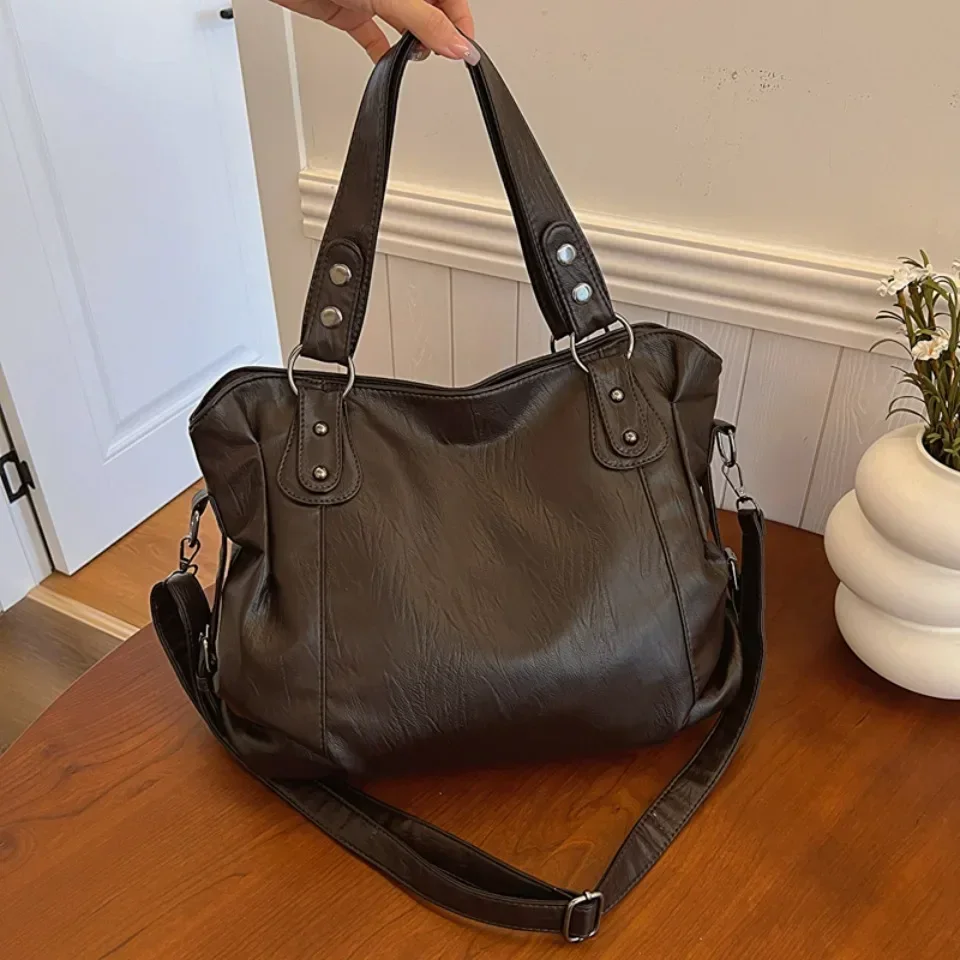 Classy Soft Leather Large Women's Bags New High Capacity Shoulder Bag Fashion Female Commuter Bag Big Shopper Tote Handbag