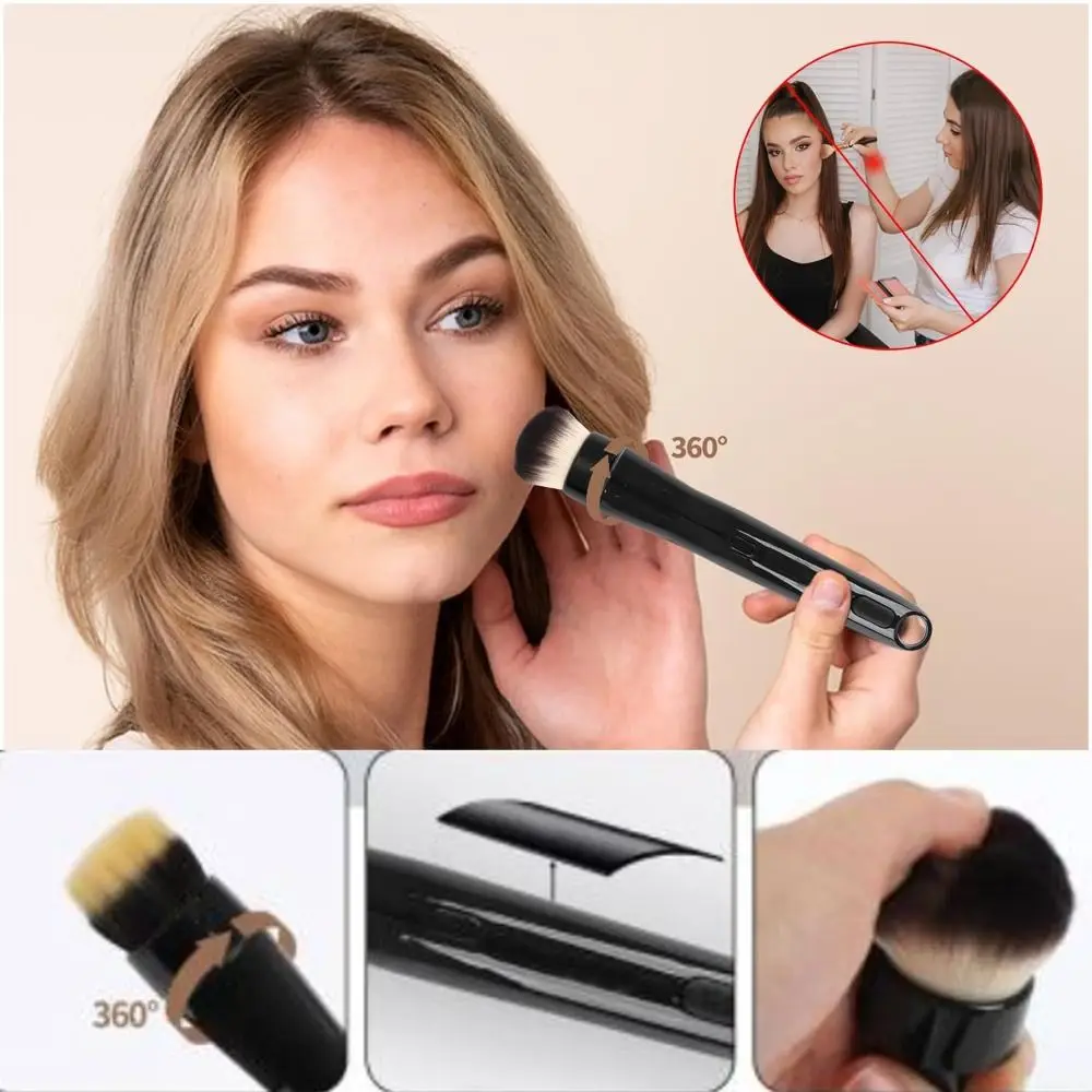 with 2 Replaceable Brush Heads Electric Makeup Brush 2 Adjustable Speeds 360° Rotation Foundation Brush Soft Removable