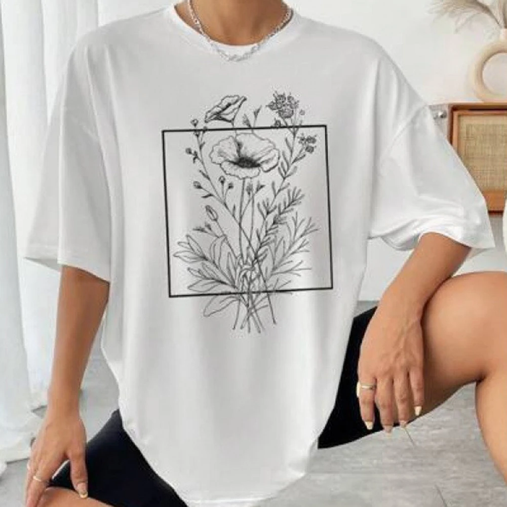 Stylish and Casual Women's T Shirt Short Sleeves Made from Breathable Cotton Perfect for Daily Activities and Outings