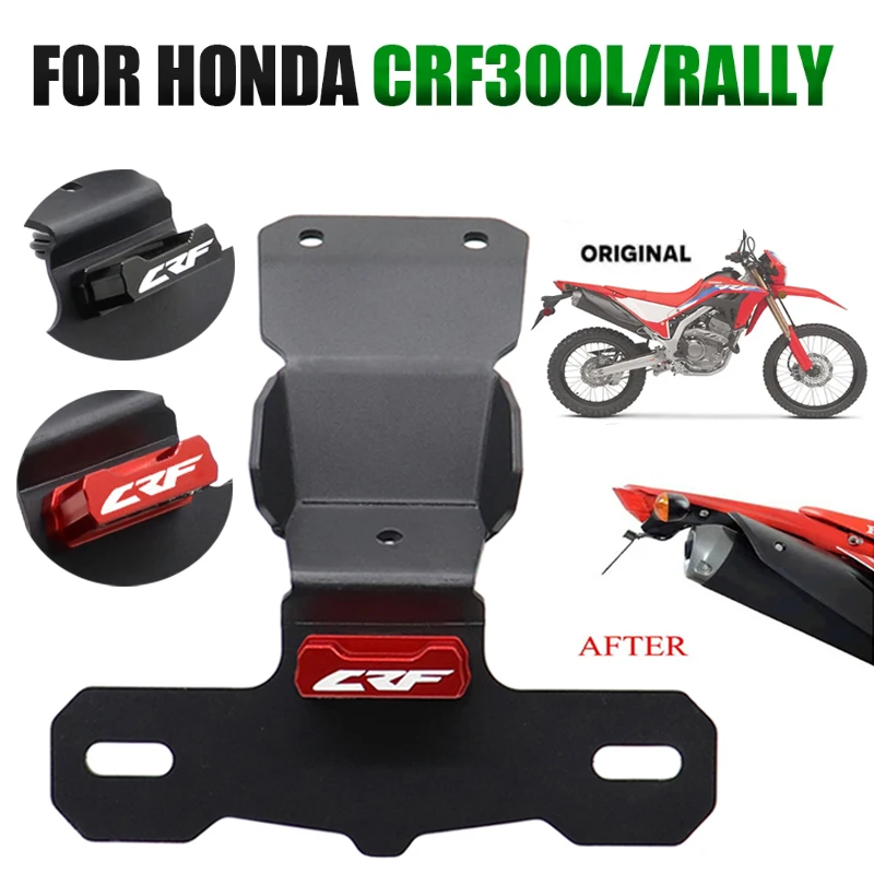 Motorbike Rear Registration Bracket Tail Tidy License Plate Holder Frame LED light For Honda CRF300L CRF 300 L Rally 2021-2024