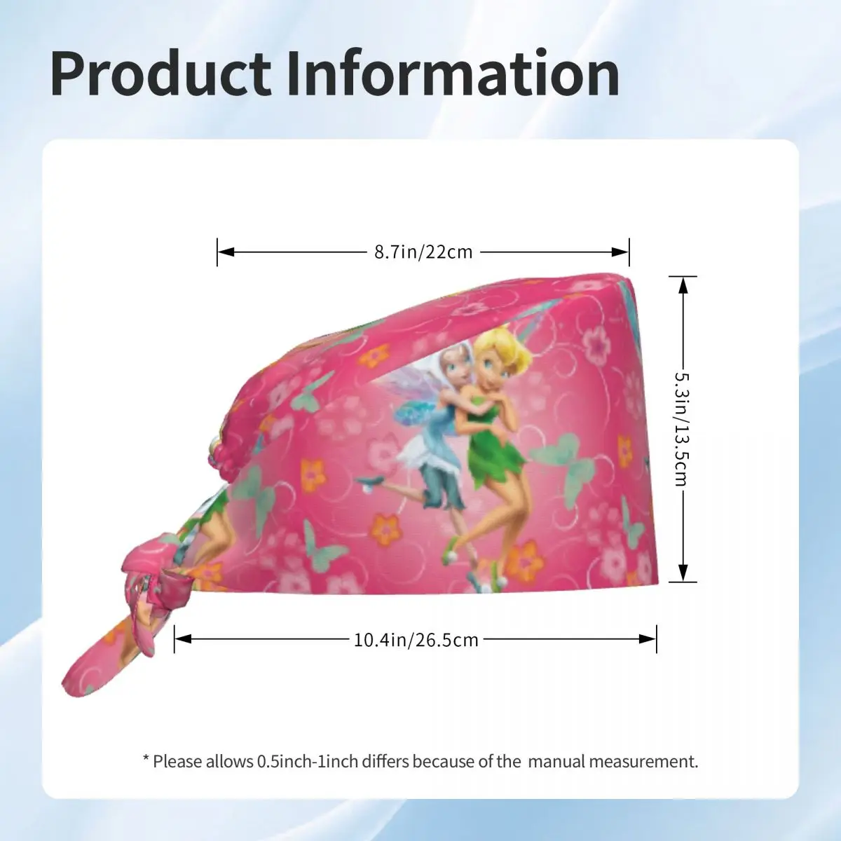 Custom Tinker Bell Cute Cartoon Scrubs Cap Surgical Hats Men Women Operating Room Cap Nursing Cap Lab Works Hat view 5