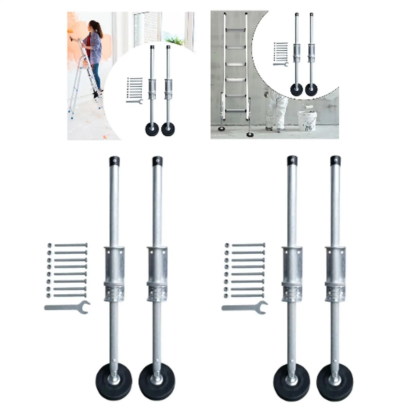 2Pcs Ladder Levelers,Extension Ladder Stabilizer Legs Adjustable with Rubber Feet for Working on Stairs,Household