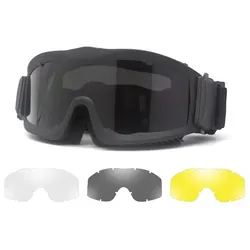 Airsoft Tactical Goggles 3 Lens Wind Dust Proof Shooting Motocross Motorcycle Mountaineering Glasses Safe UV Protection