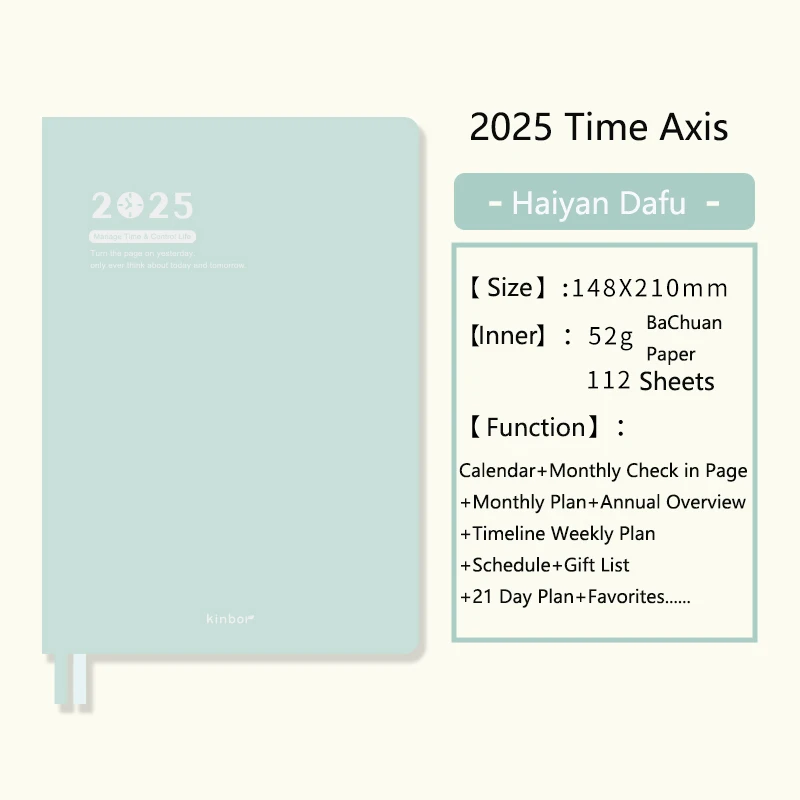 Imagem -05 - Kinbor 2025 Timeline a5 Planejador Caderno Macio pu Duas Páginas Uma Semana 52g Bachuan Papel Eficiência de Gerenciamento de Tempo Blocos de Notas Livro de Trabalho