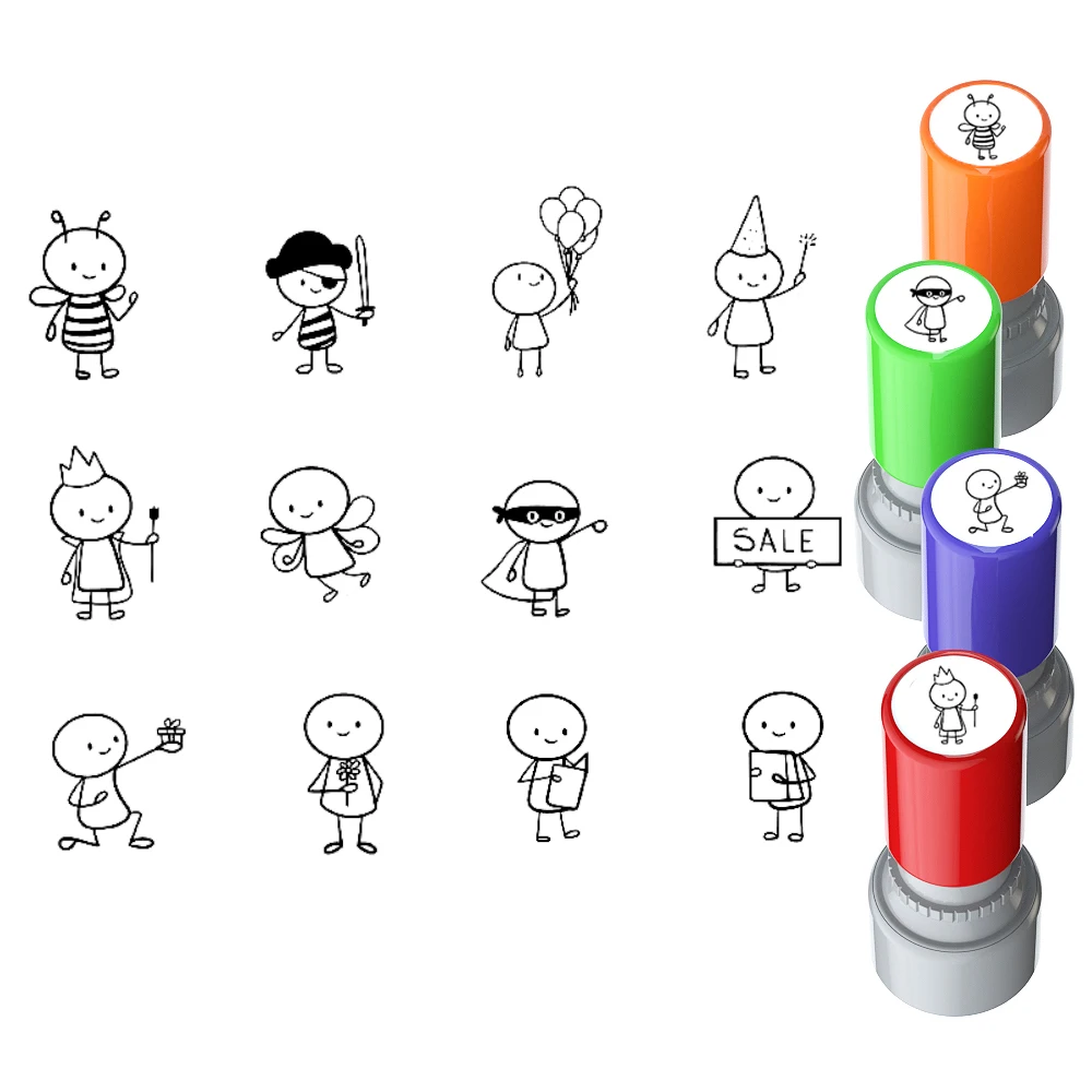 يمكن استخدام ختم نمط الناس الصغار اللطيفين لطلاء حساب اليد والمذكرات وأنماط أخرى مثيرة للاهتمام