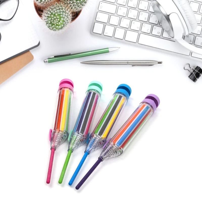 Pressing Drawing Pen Multicolor Party Writing Rotating Crayon Pens Art Painting