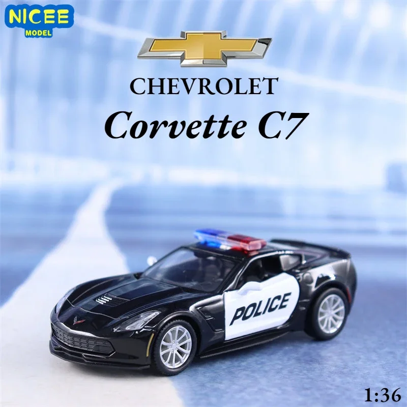 

1:36 Chevrolet Corvette C7 Grand Sport police car Simulation Diecast Car Metal Alloy Model Car kids toys collection gifts X11