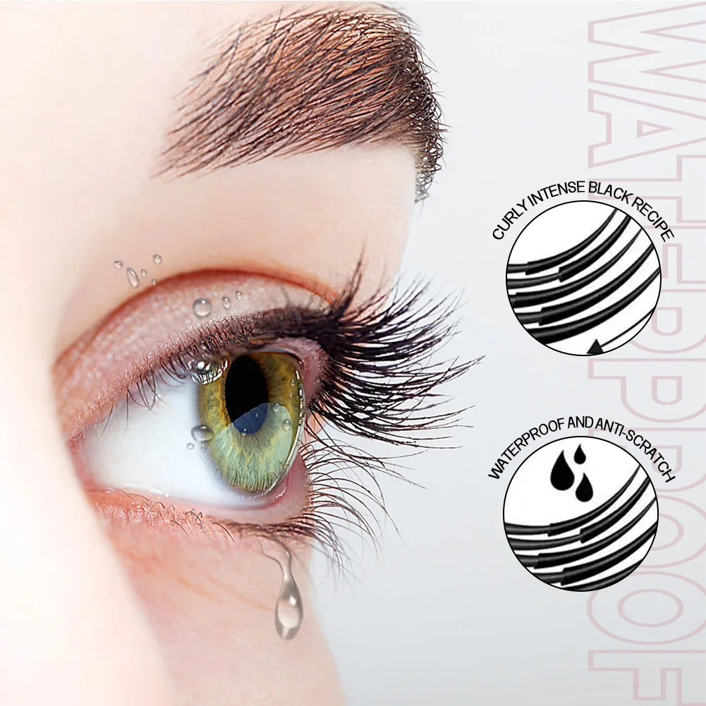Rímel volumizador de fibra de seda 4D - Maquiagem de extensão de cílios de longa duração, à prova d'água, à prova de manchas, alongamento e espessamento