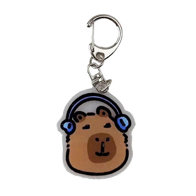 Cute Capybara Keychain Cartoon Animal Keyring Lovely Acrylic Key Holder School Bag Pendant Decoration Best Friend Gifts