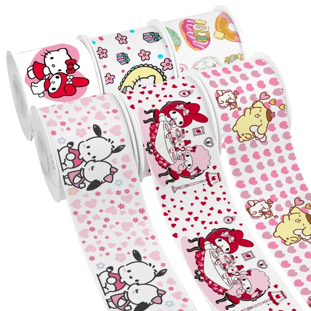 Valentine's DayMelody Kouromi Sanrio Printed Grosgrain Satin Ribbon for Gift Wrapping Hair Bow Craft Accessory 50 Yards