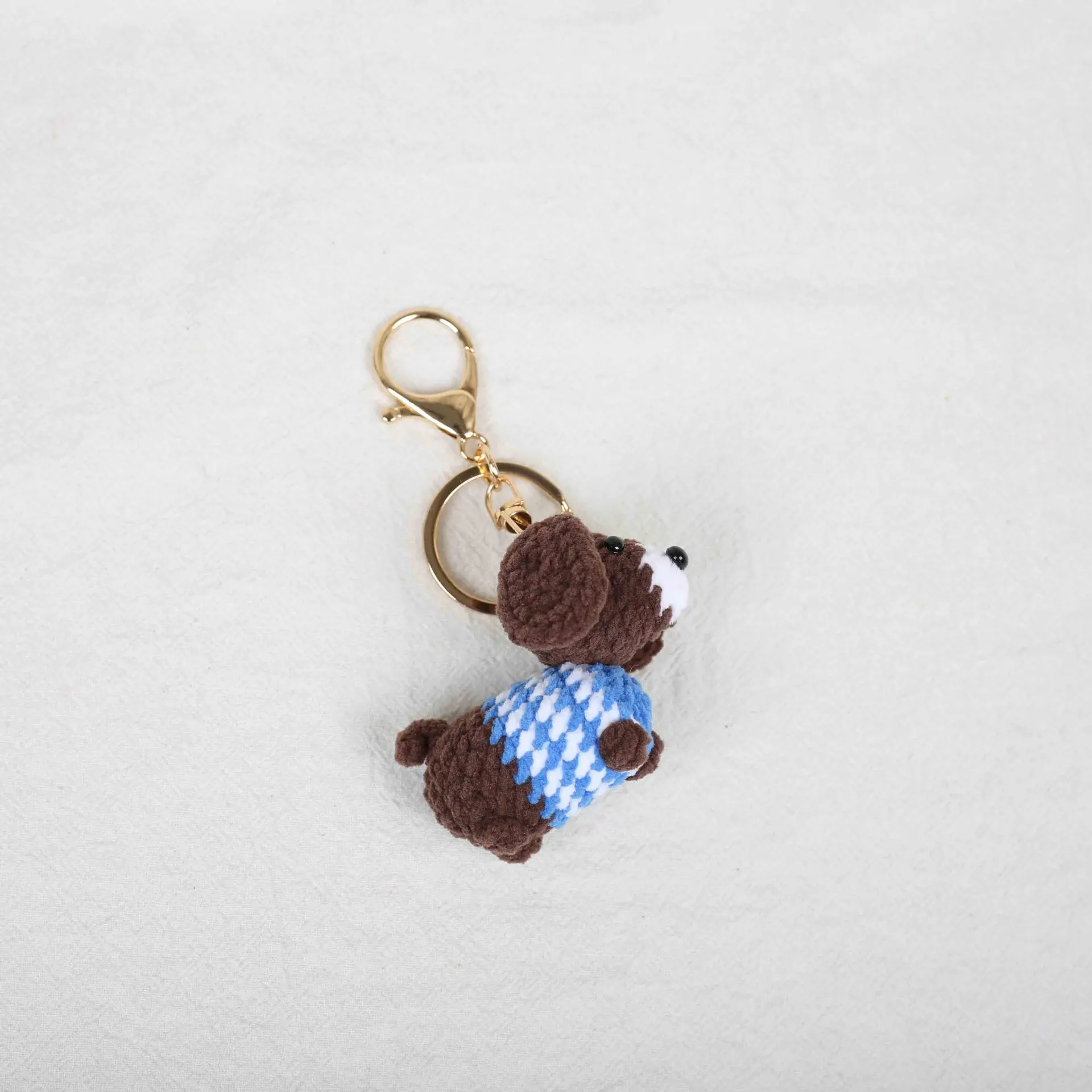 Niedlicher Handgemachter Gehäkelter Dackel-Anhänger Gestrickte Tier-Schlüsselanhänger Mini-Hunde-Schlüsselring Geschenk für Freunde – Detail 5