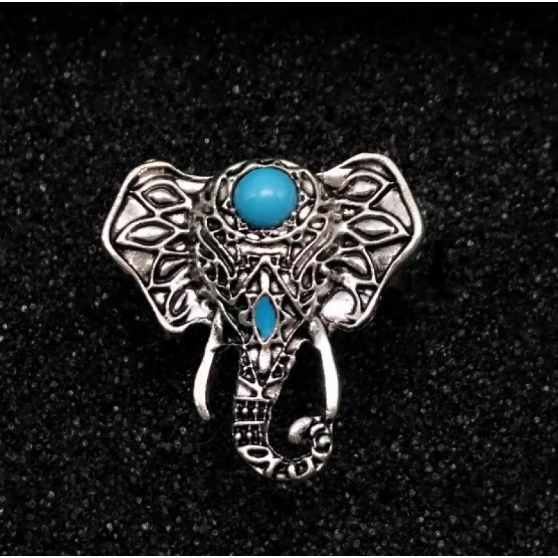 European and American minimalist personalized anti turquoise retro integrated elephant ring jewelry wholesale