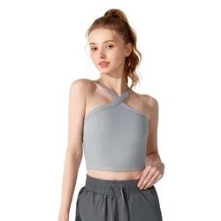 New Sports Neck Vest Women High-end Beautiful Back Wear Tanks Versatile Yoga Clothes with Chest Pads Female Sports Camis Ladies