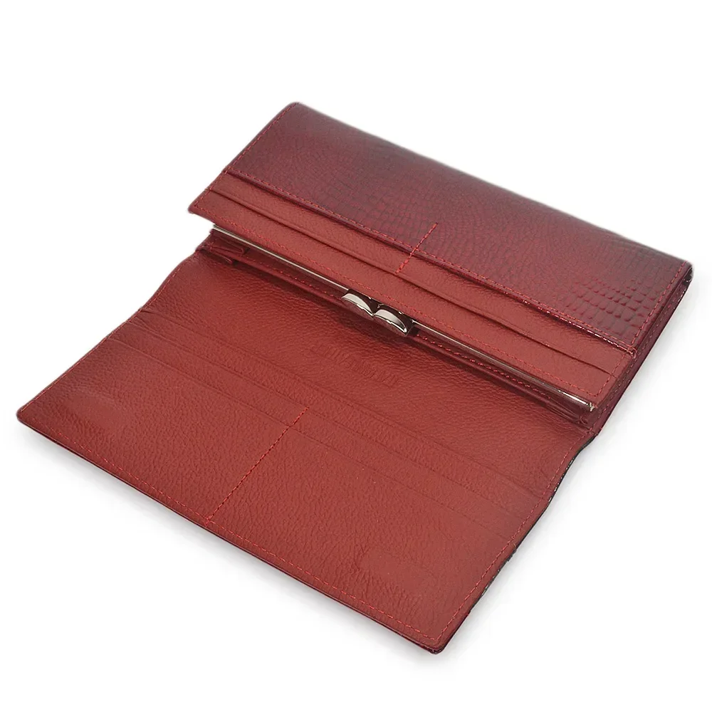 Hh女性財布ブランドデザインの高品質レザーウォレット女性ハスプファッションワニ口ロング女性財布と財布