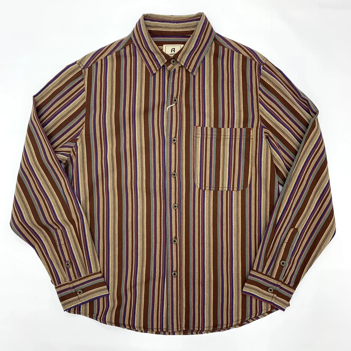 

May Khaki Japanese retro national style shirt men's cotton color striped loose antique long-sleeved shirt