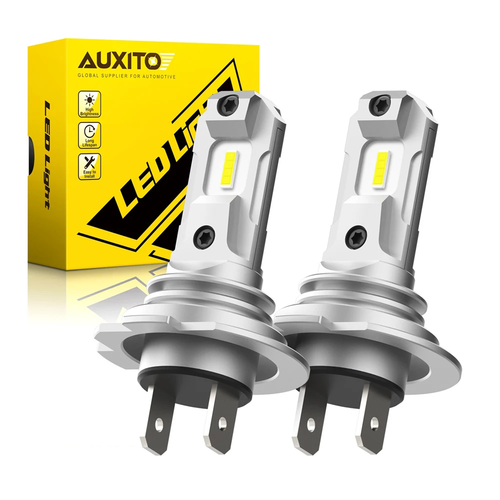 

2Pcs AUXITO H7 LED Lights Bulbs Car Headlight 1:1 Mini Size H7 LED Bulb Fanless Wireless For Auto Headlamp 12V Plug & Play 6500K