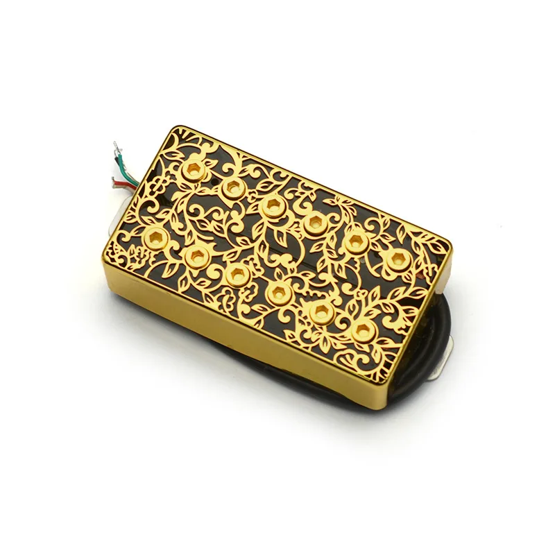 Hollow Brass Cover Alnico 5 Guitar Humbucker Pickup 4-Conductor Wire 7.5k/15k Output Electric Guitar Pickup with 4-Core Cable