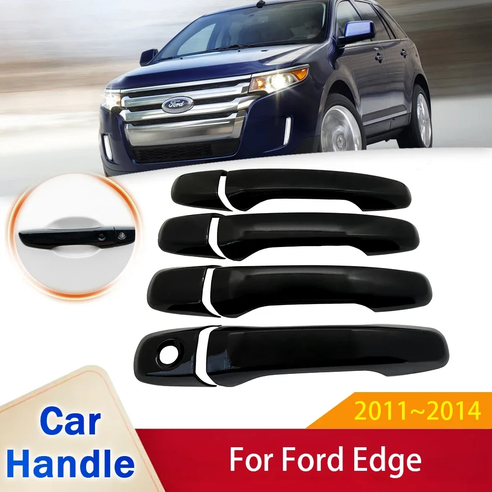 

for Ford Edge 2011 2012 2013 2014 Gloss Black Smart Door Handle Cover Stickers Trim Car Protective Decorate Exterior Accessories