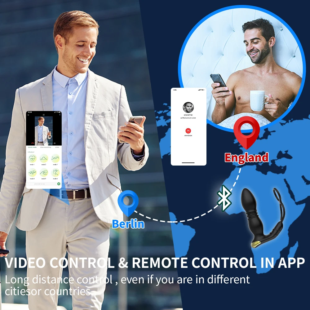 APP التحكم اللاسلكي تلسكوبي بعقب المكونات الشرج هزاز البروستات تدليك تأخير القذف القضيب الدائري الجنس لعب للرجال الكبار