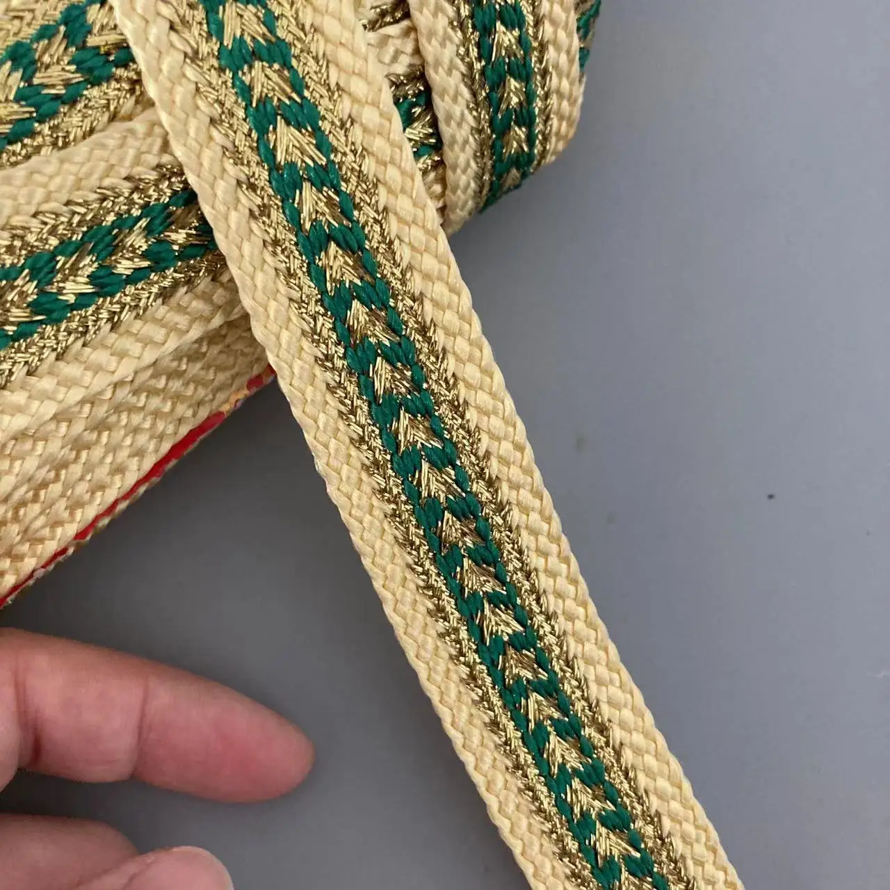 1 Yard Green 2.2cm Lace Trim Ribbon Jacquard Gold Ingot With Ethnic Style Arabian Robe Garment Embroidery Fabric Accessories