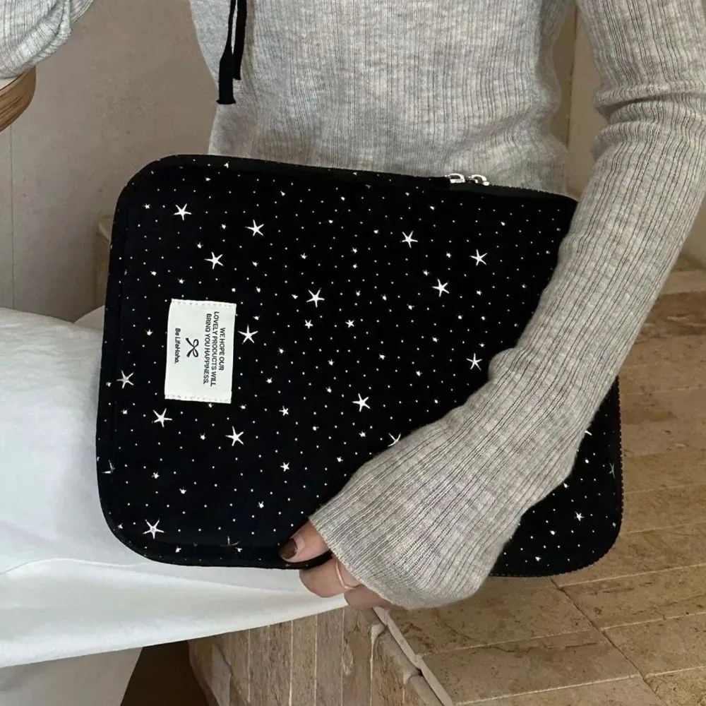 Korean Style Portable Laptop Sleeve Bag 3 Sizes Starry Sky Design Tablet Pouch Shockproof Protection Notebook Case